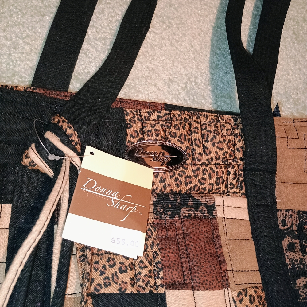 Donna Sharp Brown and Black Patchwork Tote Bag